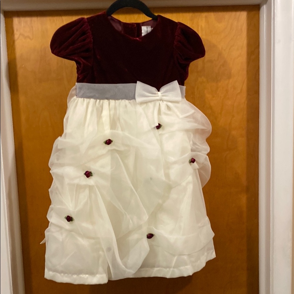 Elegant Burgundy and White Kids Dress